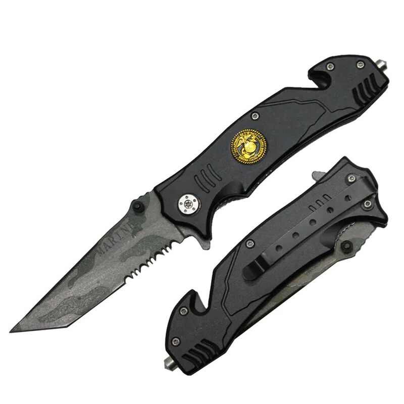 4.5" Black Marine Asst-Open Metal Handle Rescue Knife, , large image number 0